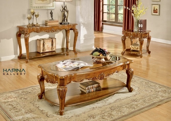 שולחן סלון מלבני בשילוב 4 זכוכיות כהות