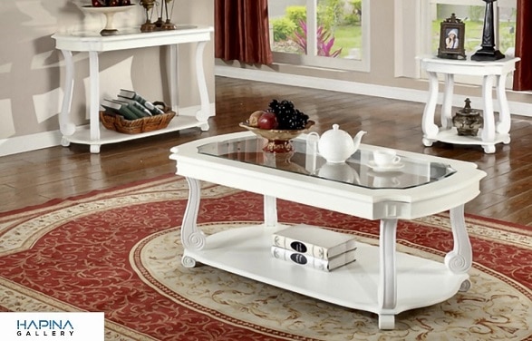 שולחן סלון עץ לבן אלה