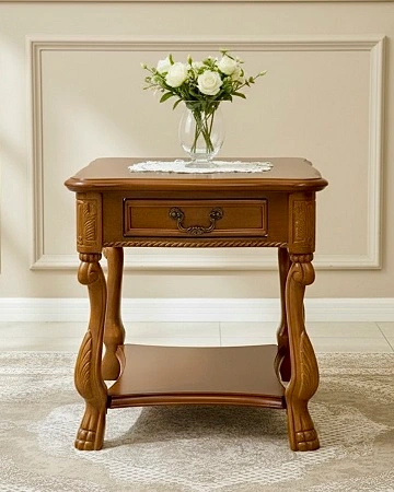 שולחן עץ מרובע עם מגירה ג'קי