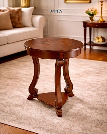 שידה קטנה עגולה נמוכה מעץ