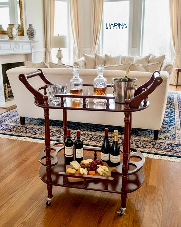 עגלת הגשה גבוהה מעץ 2 ידיות יעל