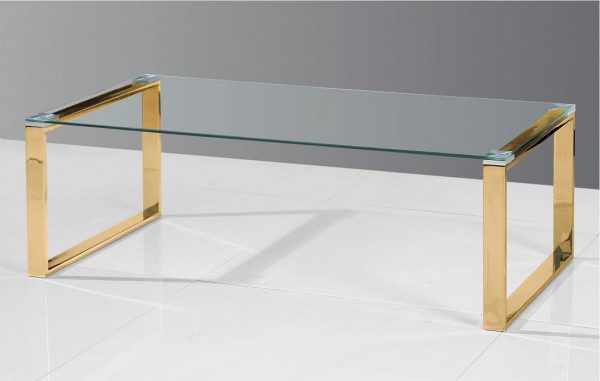 שולחן סלון ניקל זהב וזכוכית