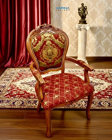 כיסא עץ בסגנון איטלקי בורדו זהב
