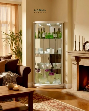 ויטרינה זכוכית פינתית מפוארת לבן