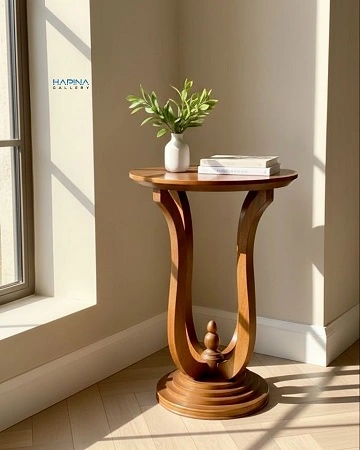 שידה עגולה מעוצבת מעץ "לורנס"