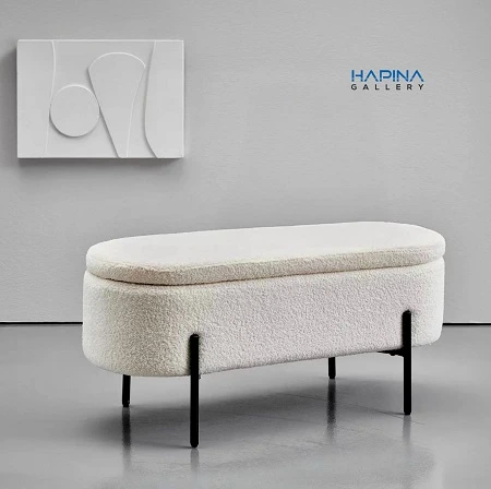 ספסל ישיבה לבן נפתח רגליים שחורות