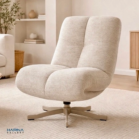 כורסא מעוצבת לסלון בצבע אפור אבן