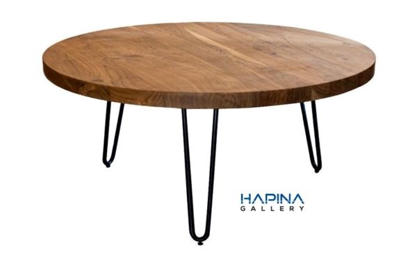 שולחן סלון עגול עץ מלא