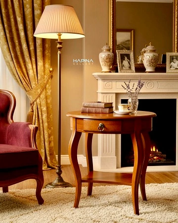 שידה מעץ אובלית עם מגירה