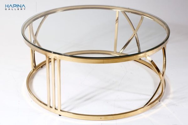 שולחן סלון עגול זהב