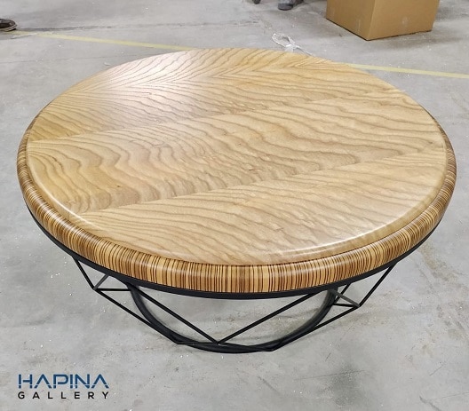 שולחן סלון בהיר עגול עץ "יאיר"