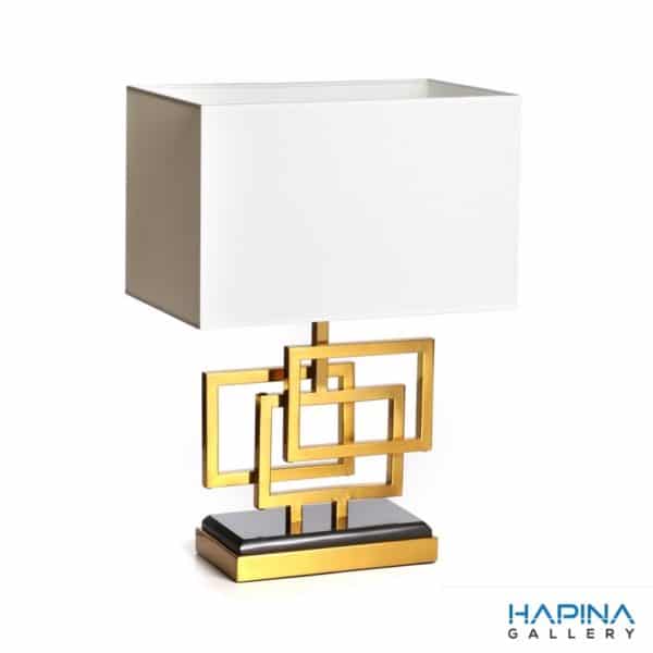 מנורת שולחן מרובעת זהב לבן