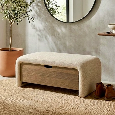 ספסל ישיבה בד ועץ עם מגירה