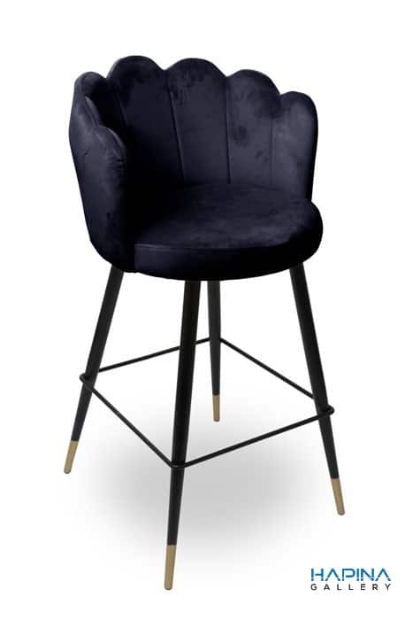 כיסא בר קטיפה פרח שחור