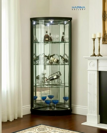 ויטרינה זכוכית פינתית מפוארת שחור