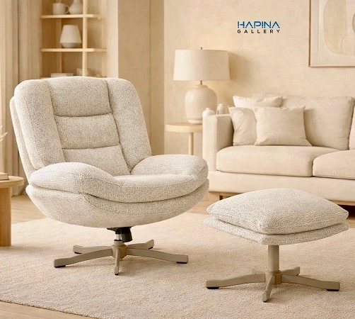 כורסא עם הדום לסלון שמנת