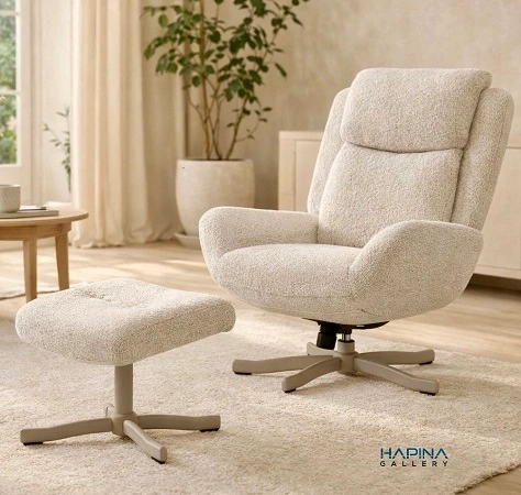 כורסא מסתובבת עם הדום תואם שמנת