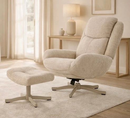 כורסא עם הדום לרגליים צבע חום אבן