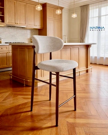 כיסא בר מעוגל רגליים חום אגוז דגם ליזה