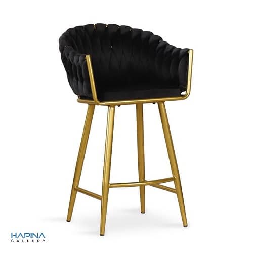 כיסא בר מעוצב "קים" שחור זהב