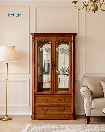 ויטרינה עץ וינטג לסלון עם 2 דלתות