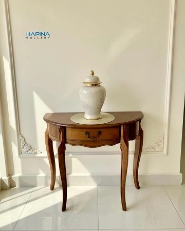 קונסולה לקיר חצי עגולה מעץ מלא