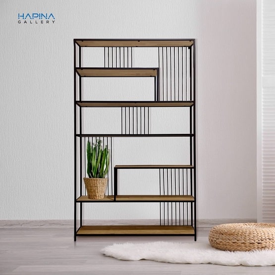 ספריה לסלון מעץ ומתכת "קלייר"