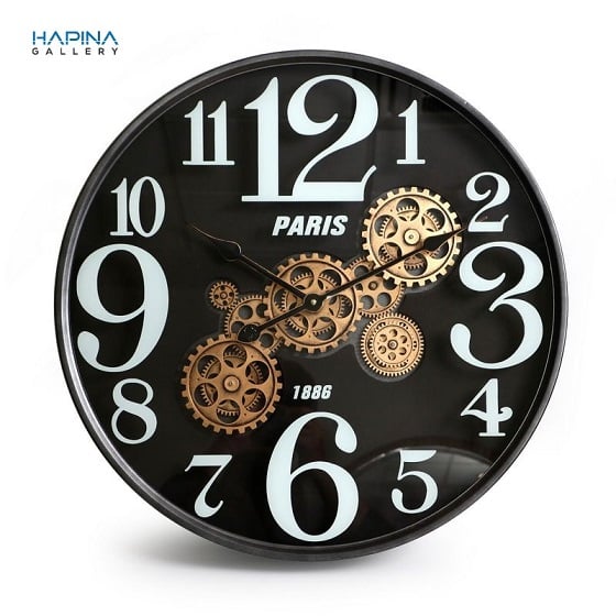 שעון קיר שחור עגול פריז