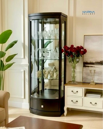 ויטרינה זכוכית מגירה שחור